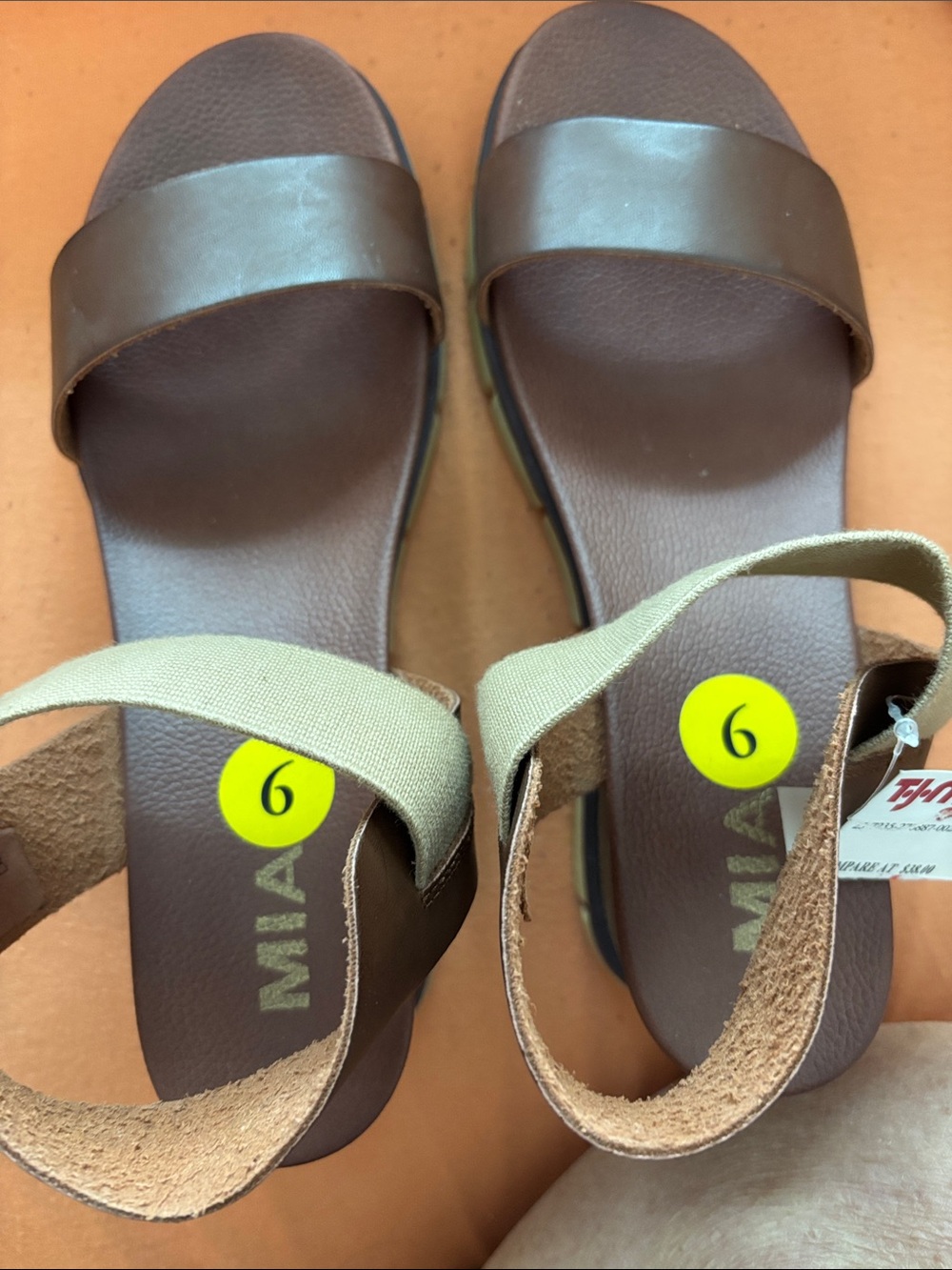 MIA Brown Sandal with Olive Ankle Strap